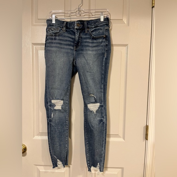 Buckle Denim - Buckle Black Distressed Ankle Skinny Stretch Blue Jeans Size 26x27 Fit 53